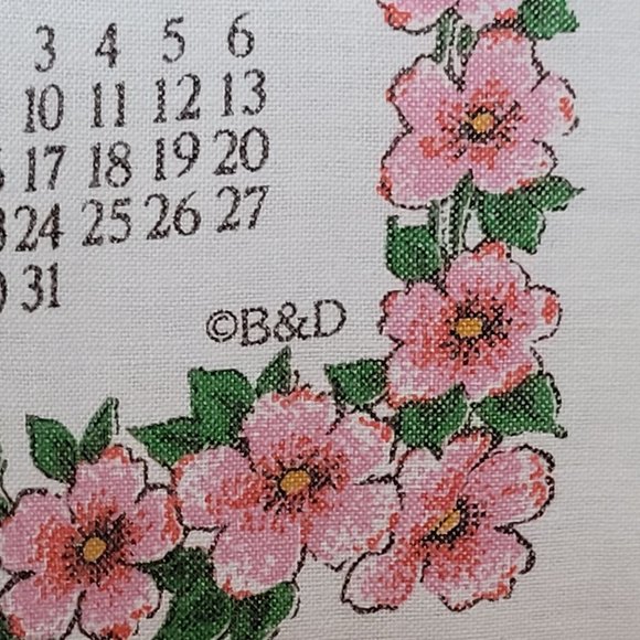 Vintage Calendar Dish Towel Lot Linen Printed Assorted Years Floral 25x15 Inches - Picture 15 of 16